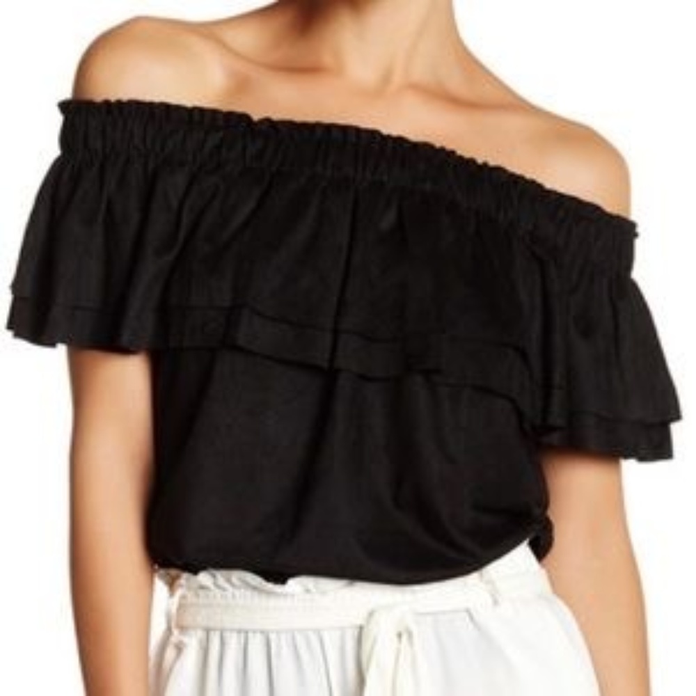 Young Fabulous & Broke Off Shoulder Black Top XS